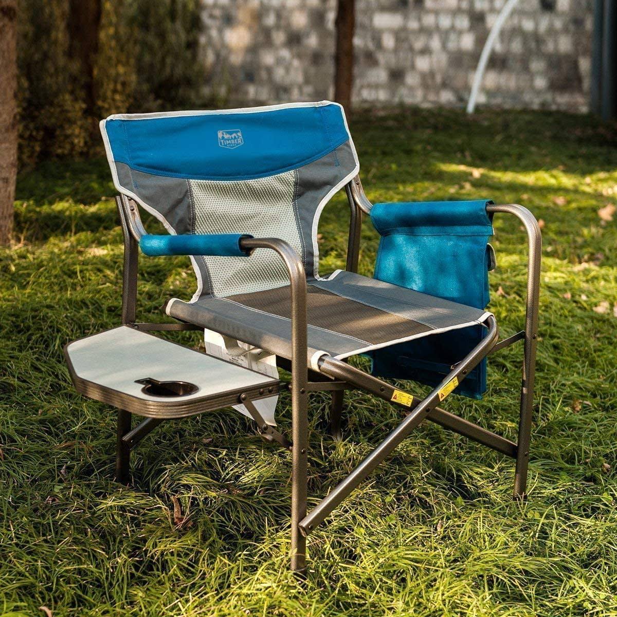 Timber Ridge Portable Folding Camping Directors Chair with Side Table (2 Pack) by VM Express