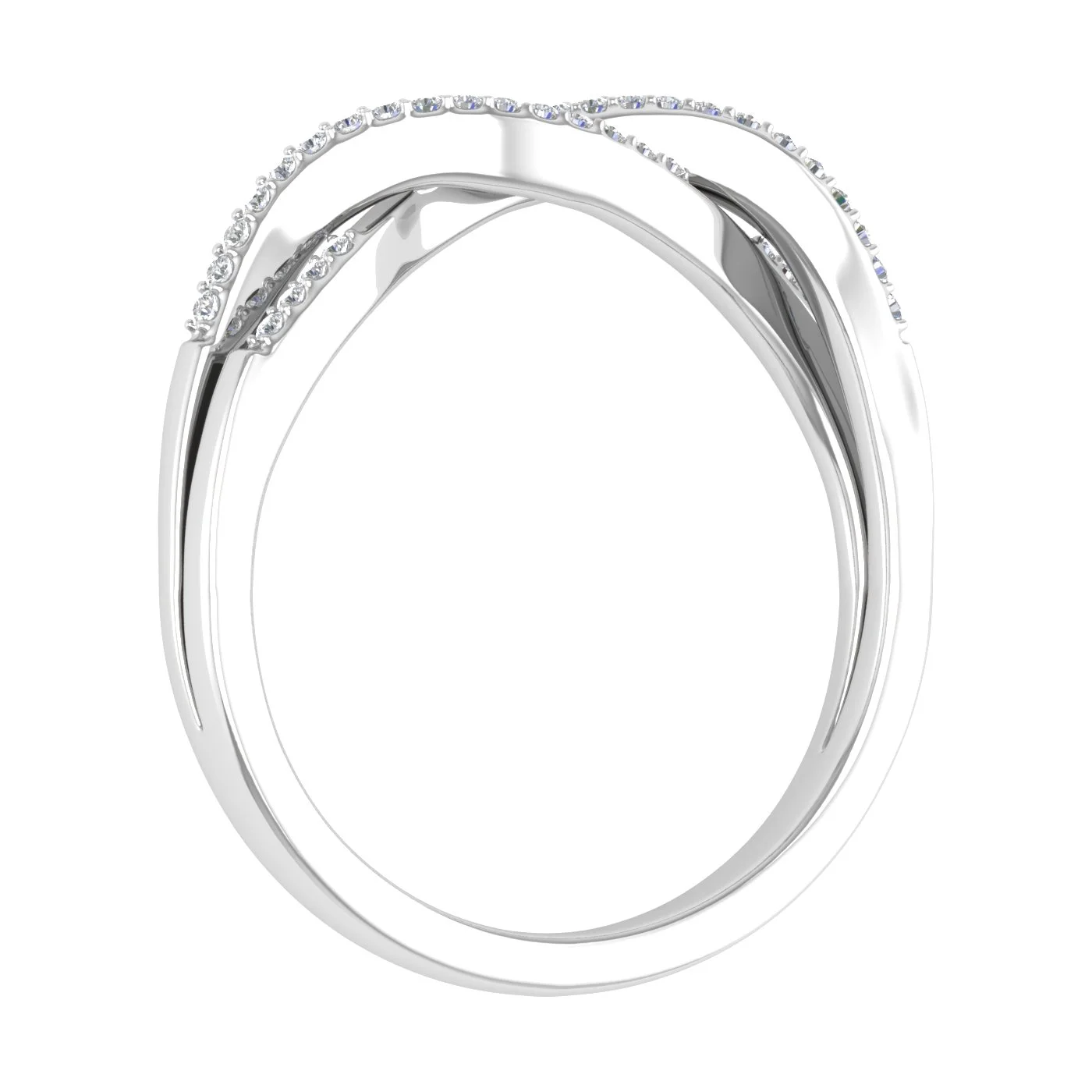 10K White Gold Diamond Twisted Wedding Band Ring (0.13 Carat) (Ring Size 7)