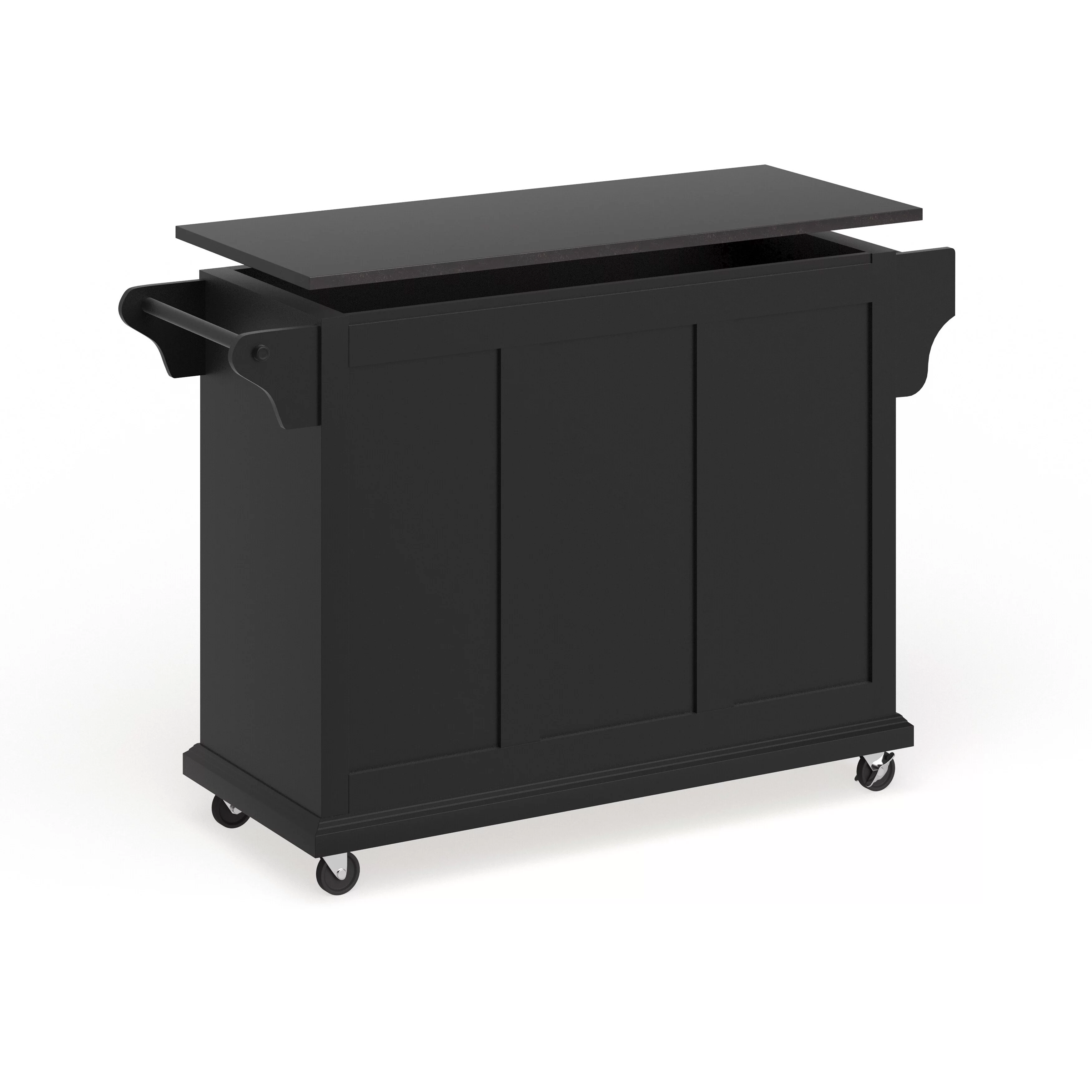 Crosley Furniture Crosley Black Wood Kitchen Cart/ Island with Solid Black Granite Top - 18"d x 51.5"w x 36"h