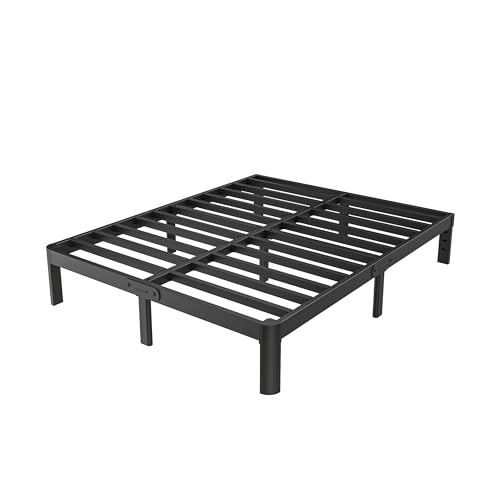 Full Size Bed Frame No Box Spring Needed, 14 Inch Metal Full Bed Frame, DIY Headboard Holes, Heavy Duty Steel Support 3500 LBS, Noiseless
