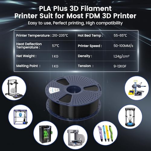 SUNLU 3D Printer Filament Bundle, PLA Plus Filament 10KG 1.75mm, Neatly Wound Filament for Most 3D Printer, 10 Colors, 1kg Spool