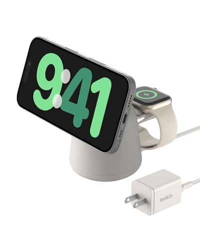 Belkin 2-in-1 MagSafe Wireless Charging Dock 15W Fast Charge iPhone Charger Compatible with iPhone 16, 15, 14, and 13 Series, AirPods