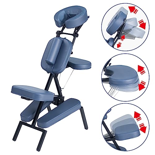 Master Massage Professional Lightweight Portable Massage Chair-Folding Foldable Aluminum Adjustable Tattoo Chair with Wheeled Carrying Case