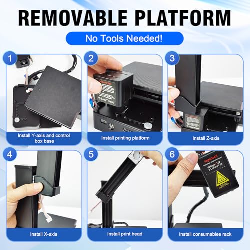 K10 Small Entry Level Portable 3D Printer - Compact FDM 3D Printer with Removable Build Plate, 100x100x100mm Build Volume