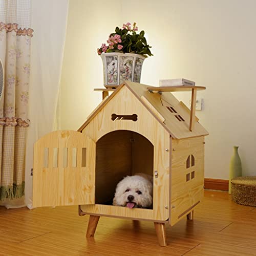 Wooden Cat House, Dog Kennel, Cozy Cat Condo, Weatherproof Outdoor Cat Enclosures, Pet Play and Habitat, Indoor Decorative Furniture Cat Cage