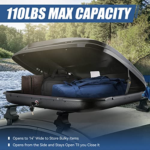 Auto Dynasty Hard Shell Roof Top Mount Car Storage Travel Luggage Box Cargo Carrier, 53 (L) x 34 (W) x 15 (H) Inches, Capacity 110 Pounds