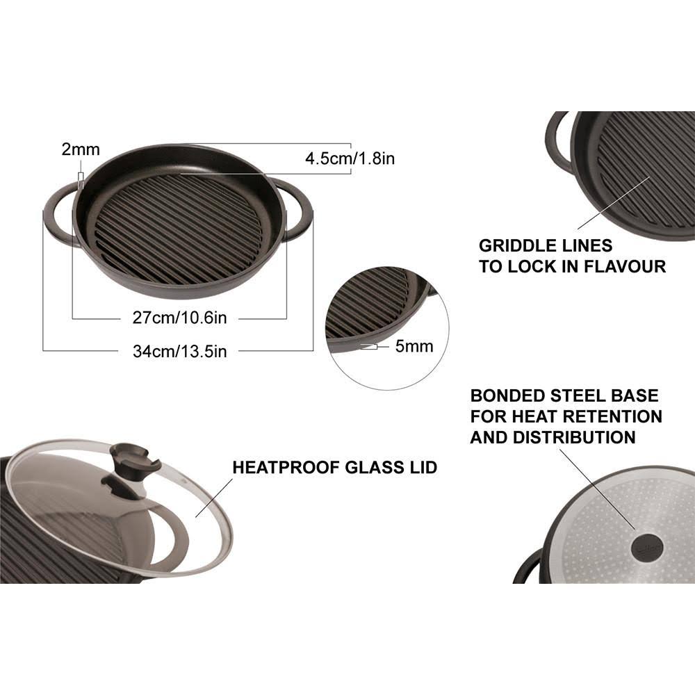 Jean Patrique The Whatever Pan - Cast Aluminium Griddle Pan with Glass Lid