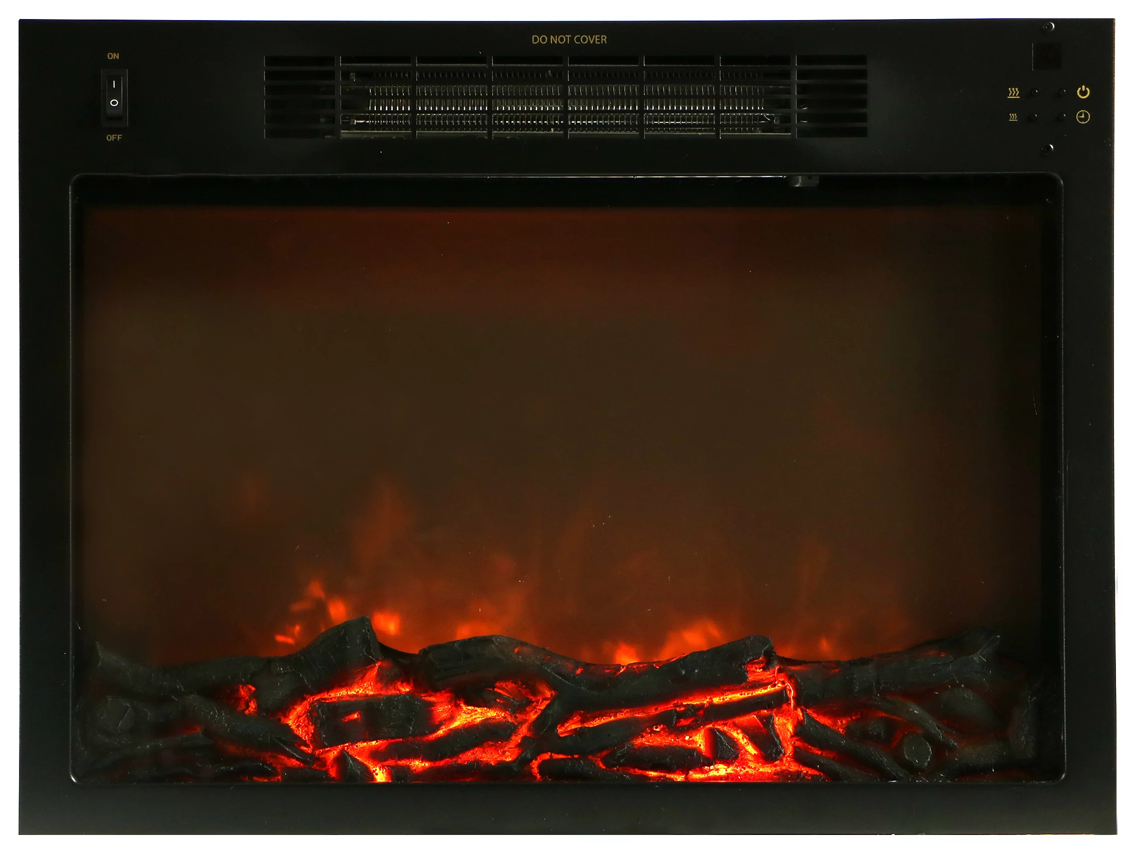 Cambridge Sienna 34" Freestanding White Mantel Electric Fireplace Heater with Realistic Flames & Log Insert | Fireplace Console Heater For Rooms up