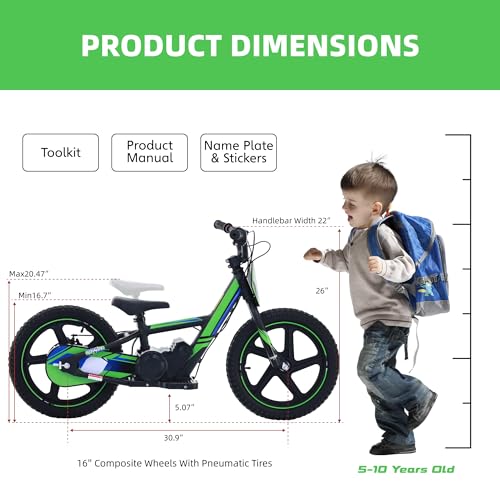 OLALA Electric Dirt Bike for Kids Aged 3-6, 170W Racing Grade Electric Motorcycle, New Aluminum Frame with 2 Power Modes, 24V Detachable Battery