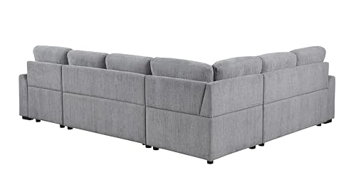 L-Shaped Pull Out Sleep Sofabed,Modern Reversible Sleeper Sectional Sofa Chenille Upholstered Button Tufted Decor with Storage Chaise
