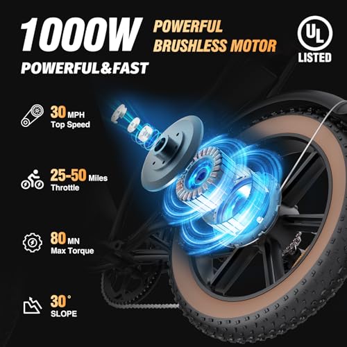 Electric Bike for Adults Q20, 2000/1500W, 37/30MPH,52V 40AH,48V/20AH E-Bike,30-180 Miles Electric Motorcycle, 20" Fat Tire Dirt Bike