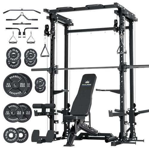 Major Fitness Drone3 Smith△ Machine – All-in-One Home Gym Squat Rack with Weight Bar