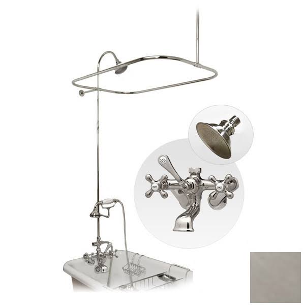 Randolph Morris 54 inch Clawfoot Tub Wall Mount Shower Enclosure with Faucet and Watering Can Shower Head RM168BN Brushed Nickel