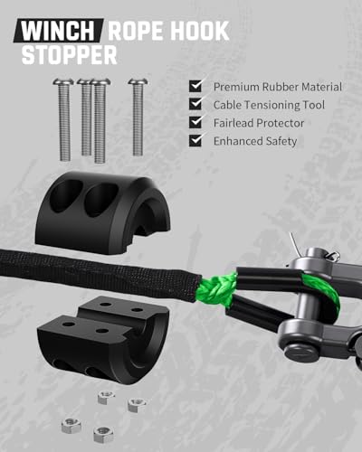 DAYDOOR Synthetic Winch Rope, 1/4'' x 50ft 10,000LBS Synthetic Winch Line, Synthetic Winch Cable for Offroad Vehicle 4WD ATV UTV