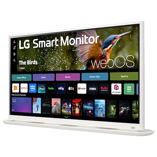 LG 32SR70U-W 32-Inch 4K UHD Smart Monitor with IPS Display webOS 23 USB Type-C Speakers x2 HDR 10 AirPlay 2 Screen Share Bluetooth Remote - White