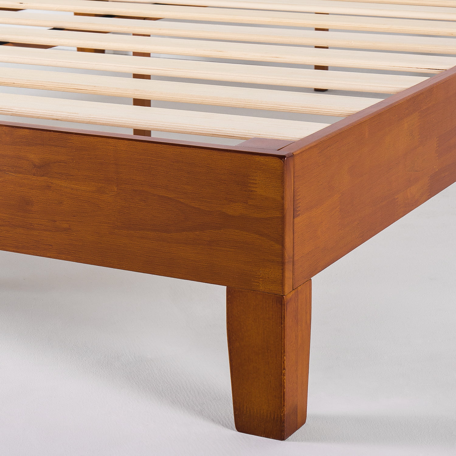 Mellow Naturalista Grand 12 Inch Solid Wood Platform Bed with Wooden Slats, Twin, Cherry