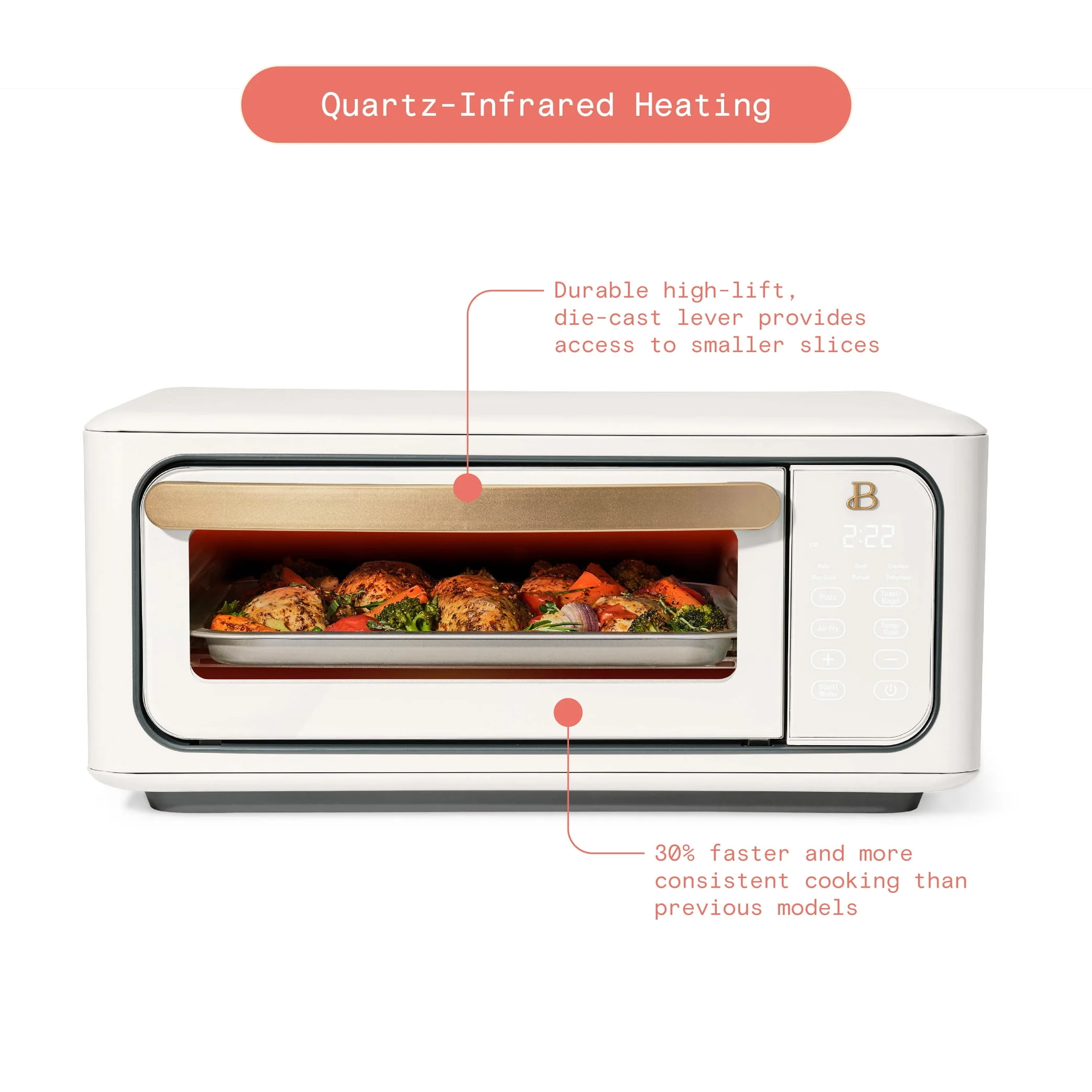 Beautiful Infrared Air Fry Toaster Oven, 9-Slice, 1800 W, Black Sesame by Drew Barrymore