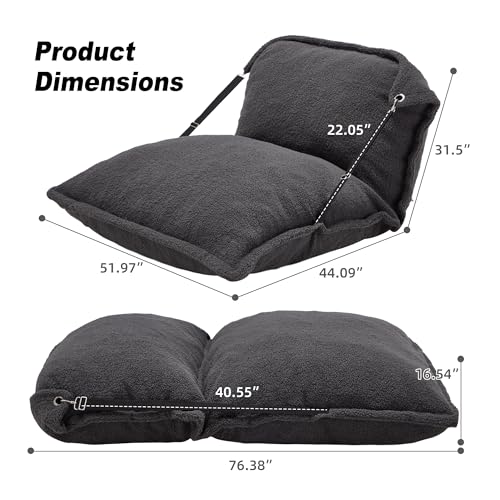 Homguava Giant Bean Bag Chair, Bean Bag Sofa with Adjustable Backrest, Bean Bag Bed with Filling and Detachable Sherpa Cover