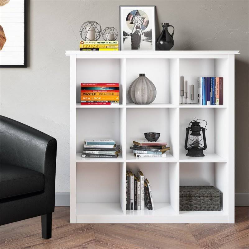 Simpli Home Artisan Solid Wood 45-inch x 43-Inch Contemporary 9 Cube Bookcase and Storage Unit in White
