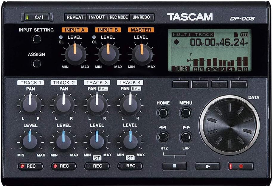 Tascam DP-006 6-Track Digital Pocketstudio with Tascam PS-P520E AC Power Adapter, Polsen HPC-A30 Headphones & 32GB Memory Card Bundle
