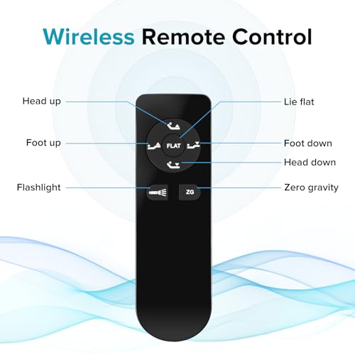 Twin Adjustable Bed Frame, Wireless Remote Control, Whisper Quiet Durable Motor, Independent Head and Foot Incline, Fabric Covered, Zero Gravity