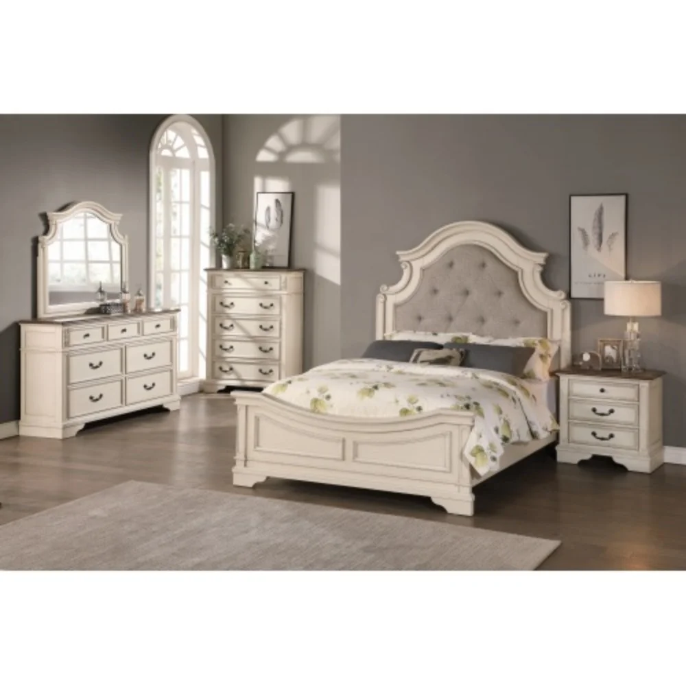 New Traditional Look Wooden Nightstand Drawers Bed Side Table Polished White Finish  White + Solid Wood + American Traditional + Classic +