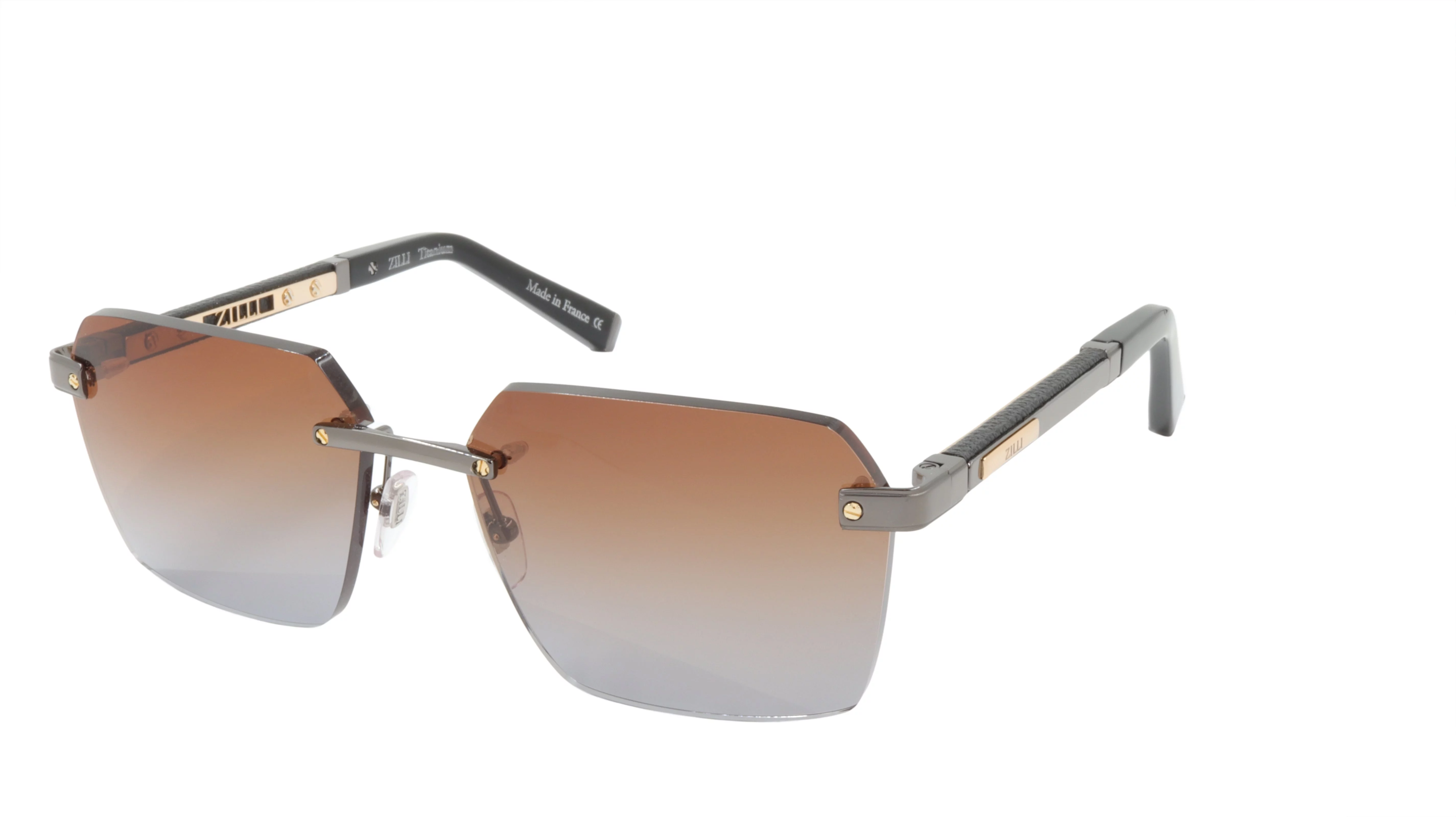 ZILLI Sunglasses Titanium Acetate Leather Gradient France Handmade ZI 65039 C03