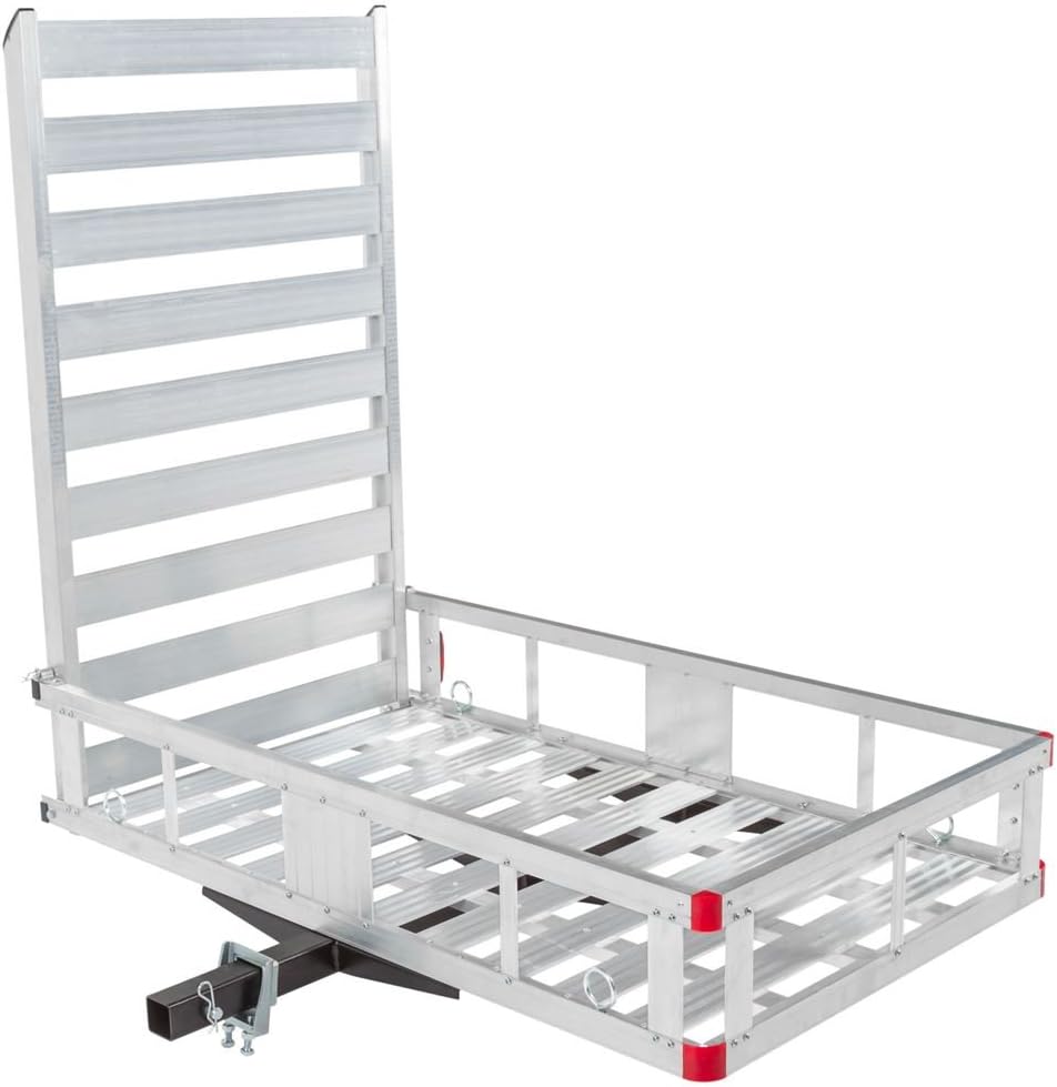 Silver Spring Aluminum Hitch Cargo Carrier Utility Basket with Loading Ramp
