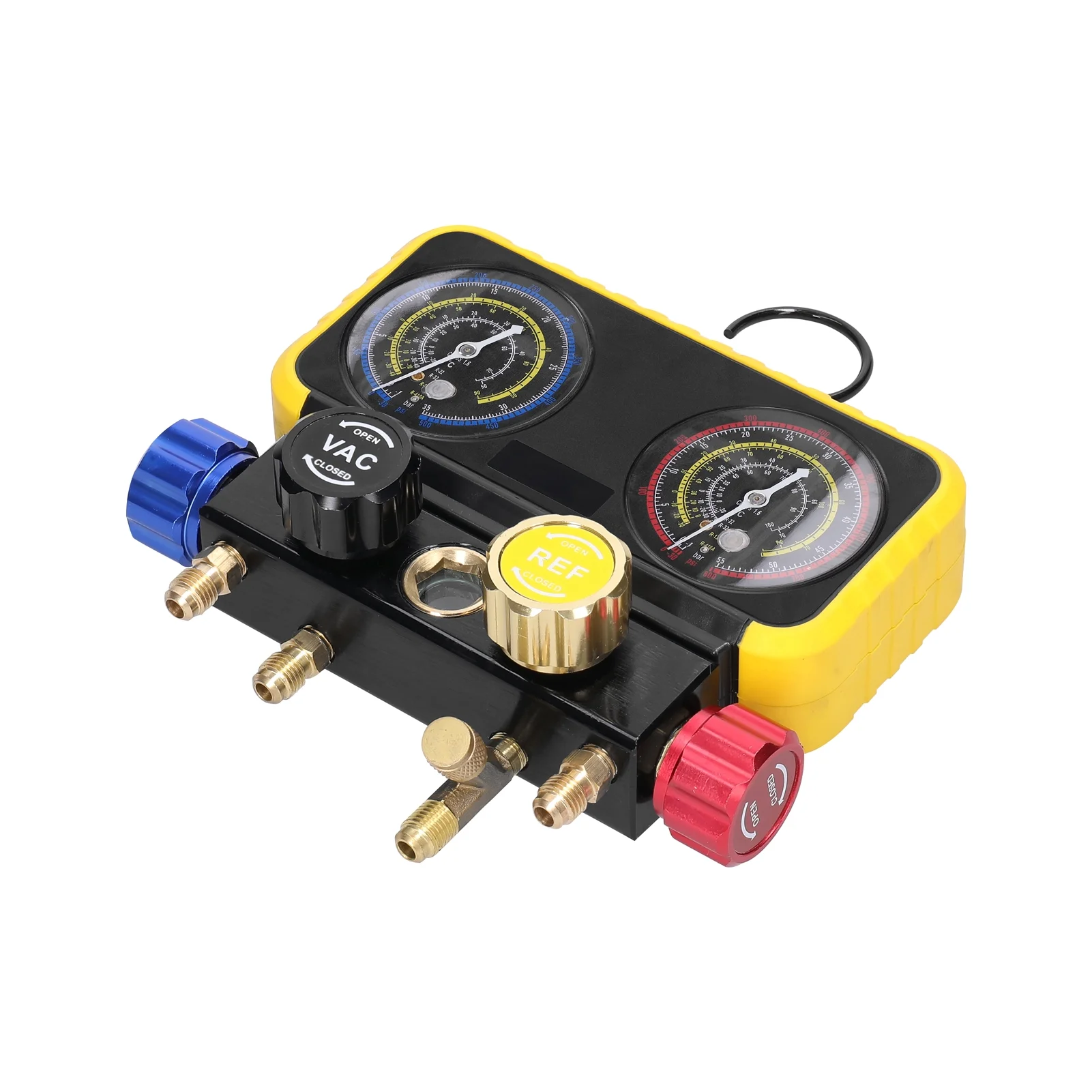 Anself Dual Gauges Air Conditioner Refrigerant Refilling Set Pressure Adjustable Refrigeration Maintenance Equipment Kit Brass Connection