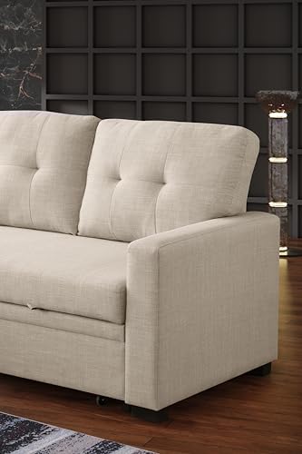 Devion Furniture Regis 4-in-1 Convertible L Shaped Couch with Pull Out Bed and Storage, Sectional Sleeper Sofa with Reversible Chaise for Living Room