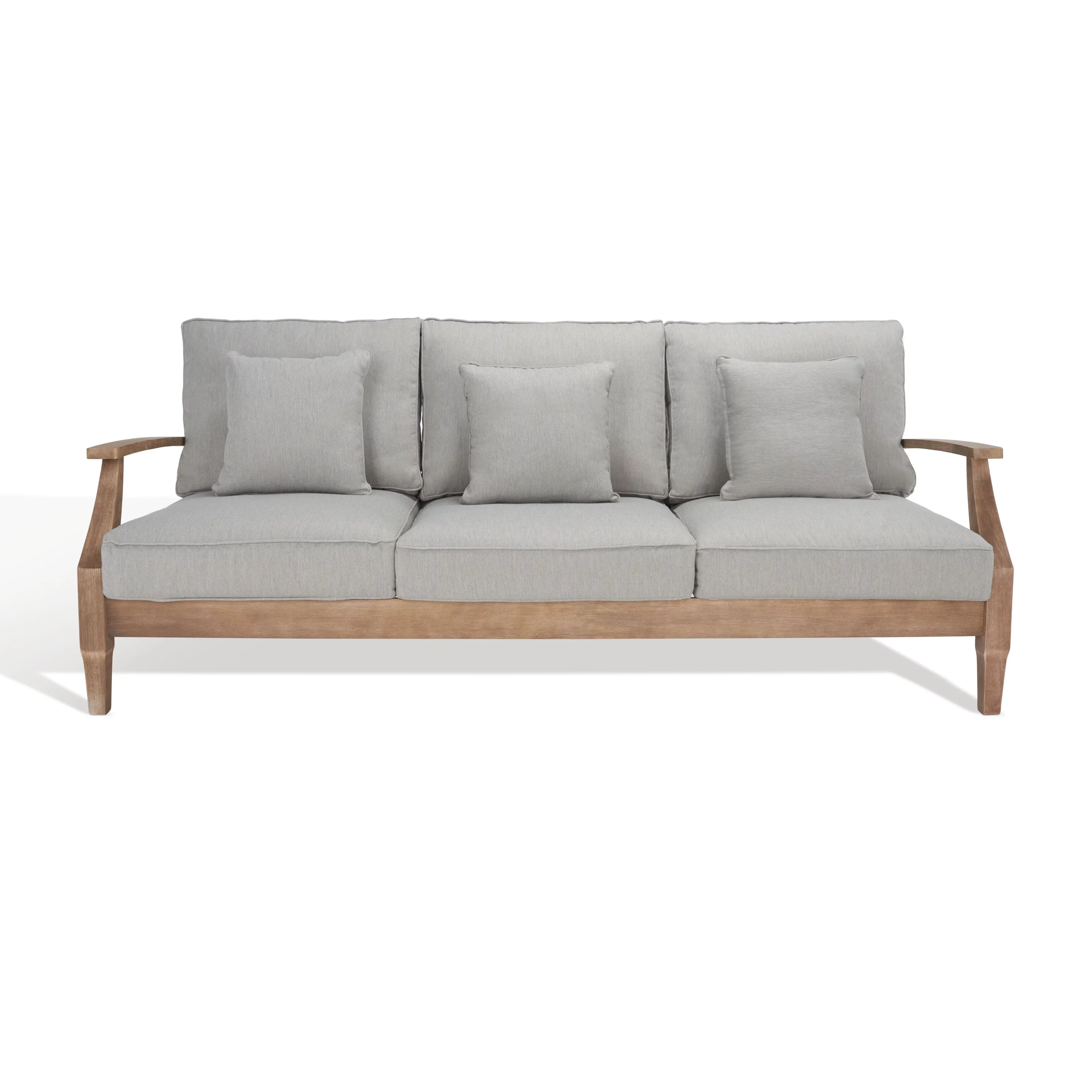 Safavieh  Couture Martinique Wood Patio Sofa Natural / White - Curated Treasures Market