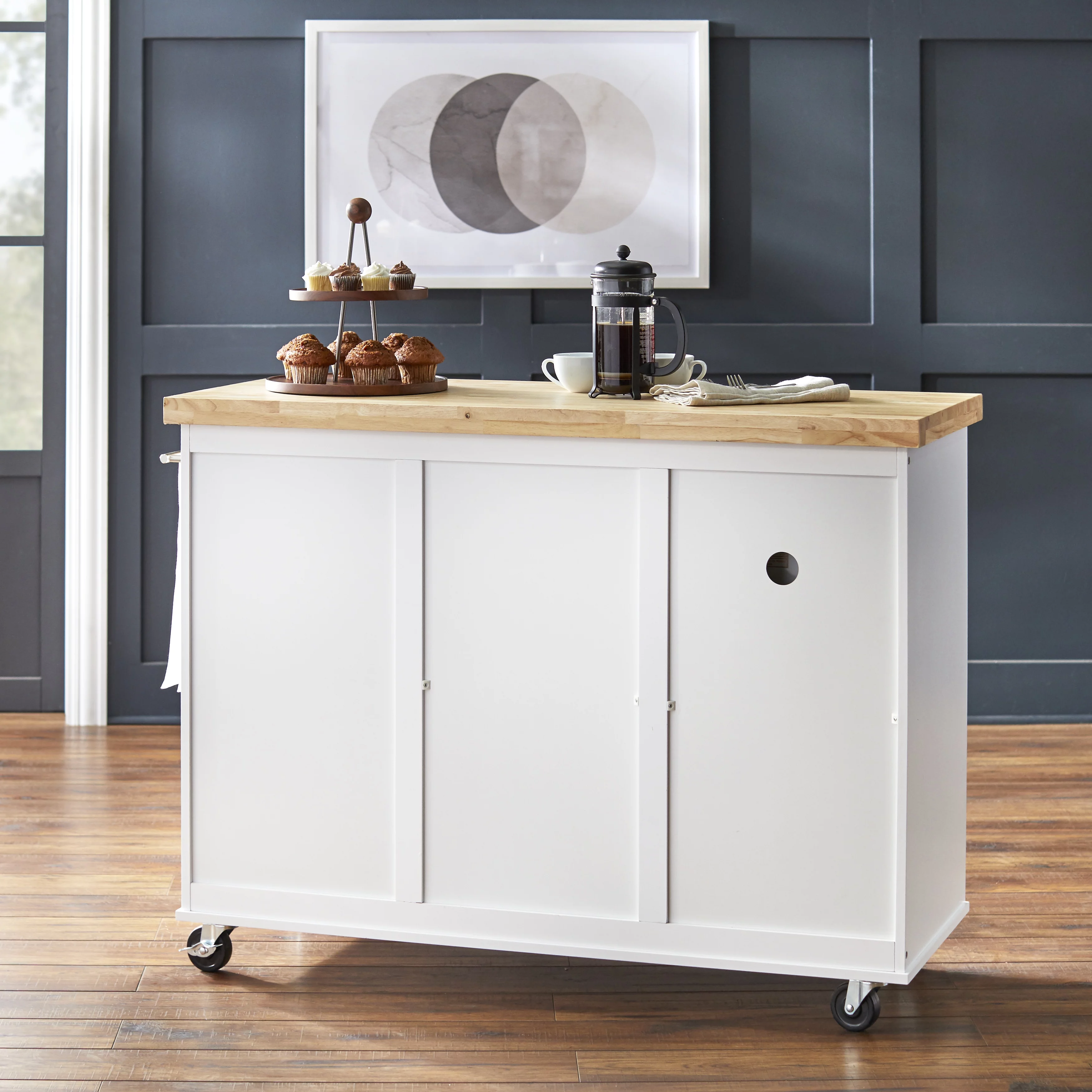 TMS Microwave Kitchen Cart, White