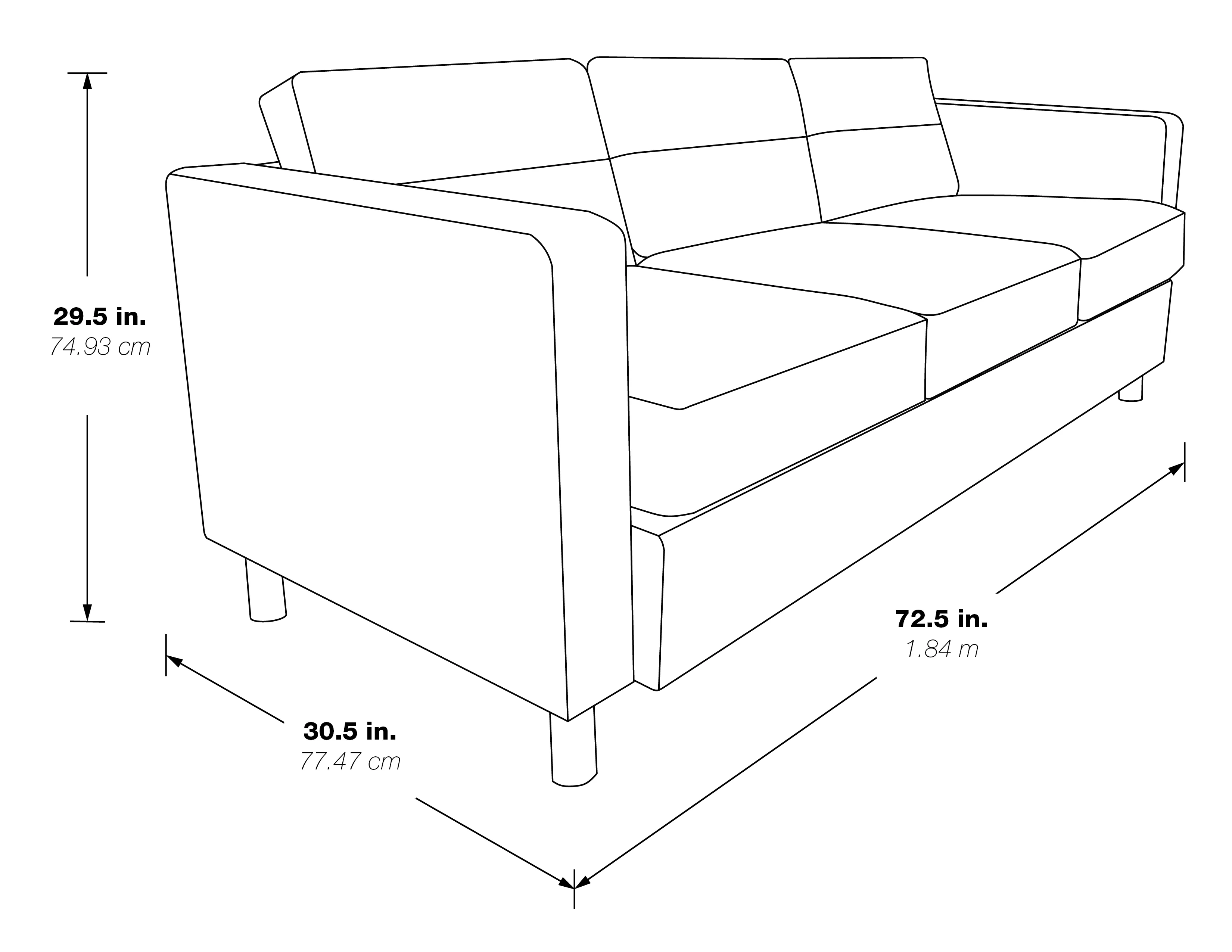 Pacific Dillon Blue Vinyl Sofa Couch with Box Spring Seats and Silver Color Legs