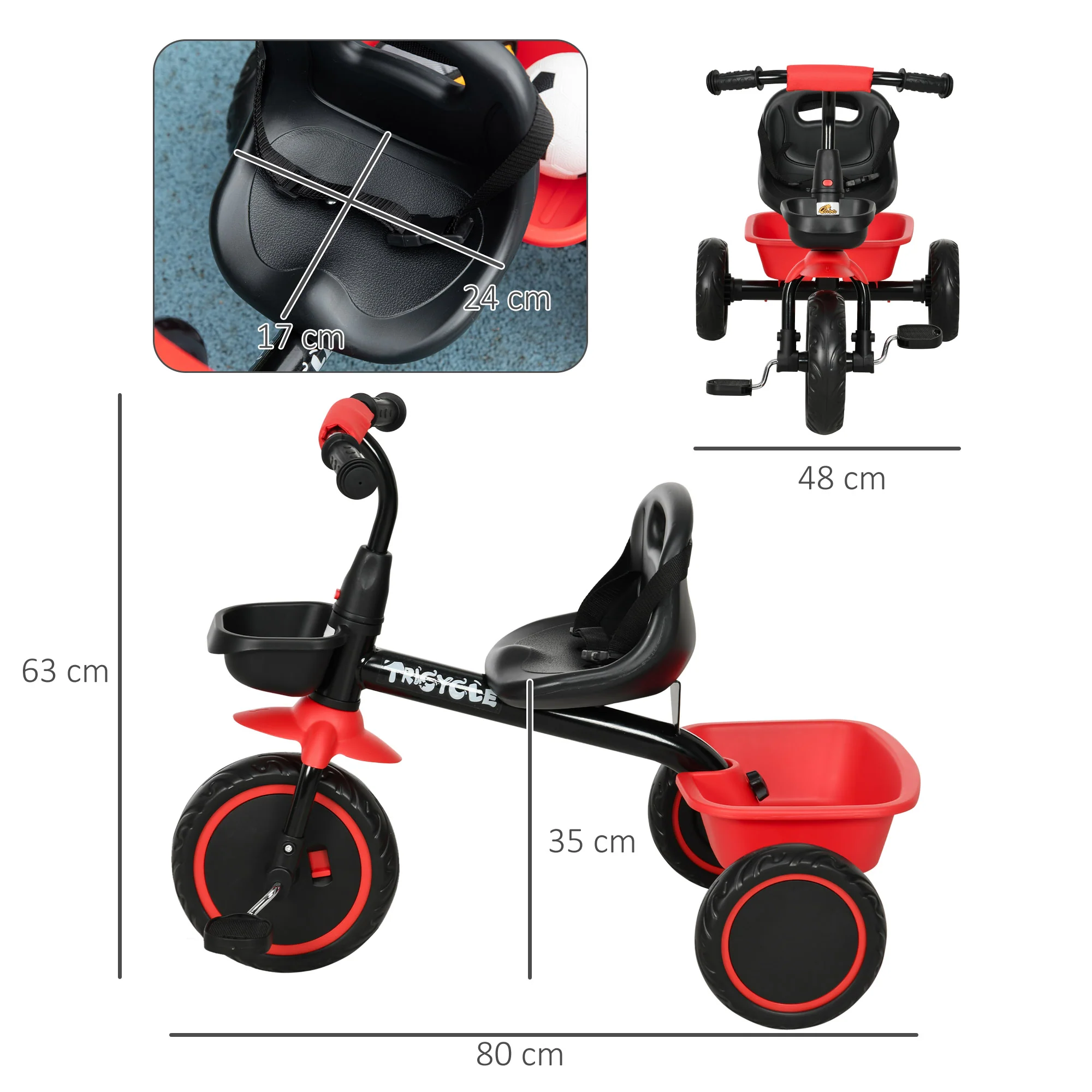 Qaba Tricycle for Kids Age 2-5, Toddler Bike for Children, Pink