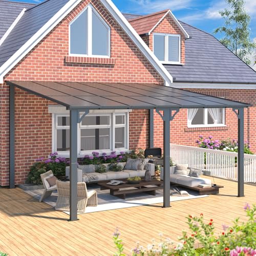 AECOJOY 10&rsquo; x 10&rsquo; Gazebo, Wall Mounted Gazebos Pergola on Clearance, Outdoor Patio Lean to Gazebo Awnings for Deck, Porch