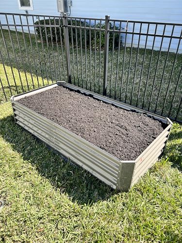 A ANLEOLIFE 8X4X1.5 ft Galvanized Raised Garden Beds Outdoor, Oval Large Metal Planter Box for Planting Vegetables Flowers Herb