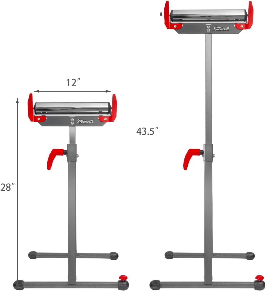 XtremepowerUS 65074 Folding Roller Stand 250 LBS Load Capacity Saw Horse Height Adjustable 250 LBS Load Capacity Grey Saw Table Miter Portable Pack