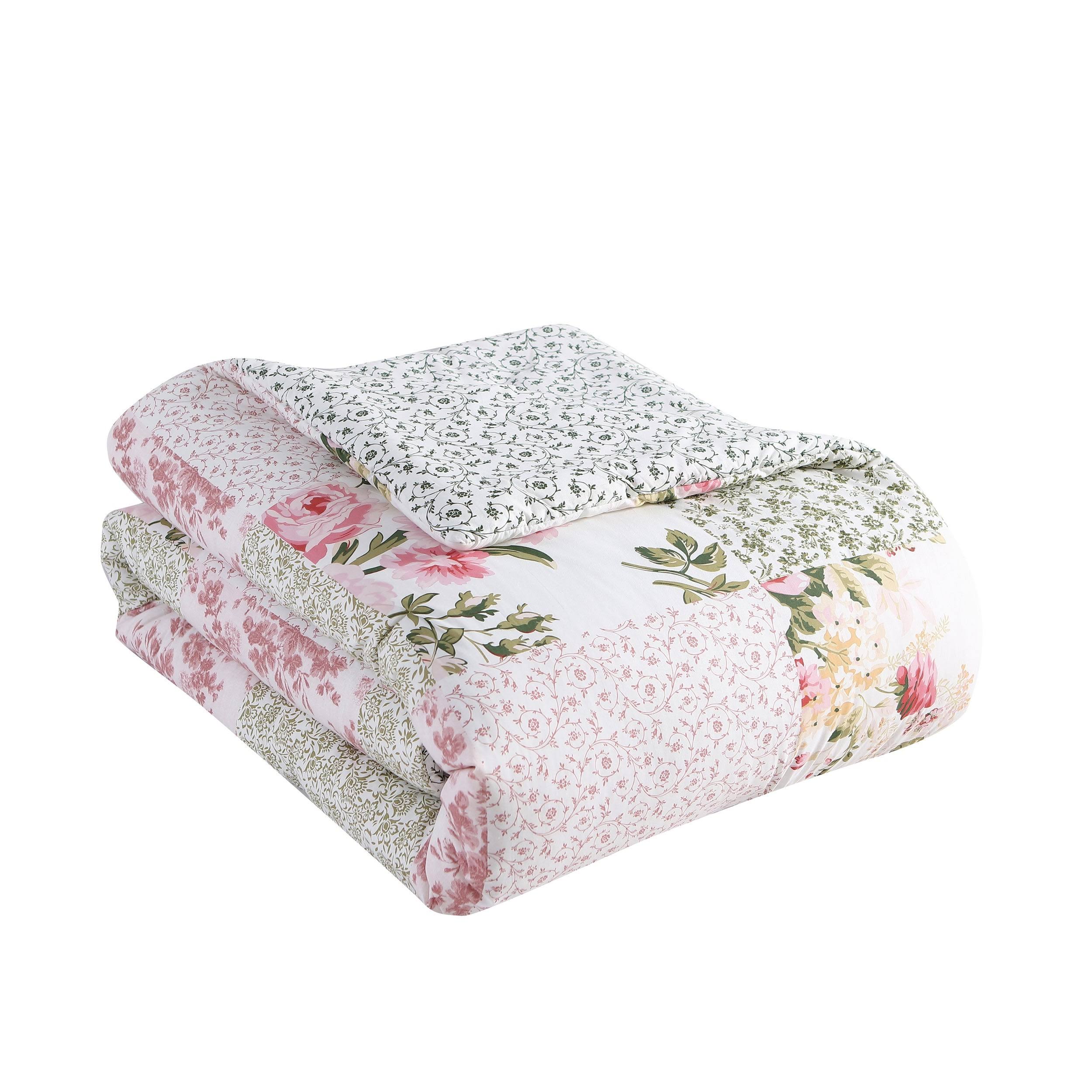 Laura Ashley Ailyn Cotton Pink Comforter Bonus Set (Twin)