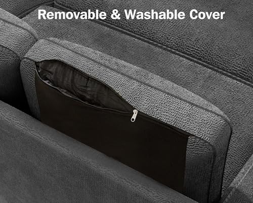 81" Sleeper Sofa Bed with Pull Out Bed, L Shaped Couch Sectional Sleeper Sofa, Pull Out Couch with Reversible Storage Chaise, Side Pockets