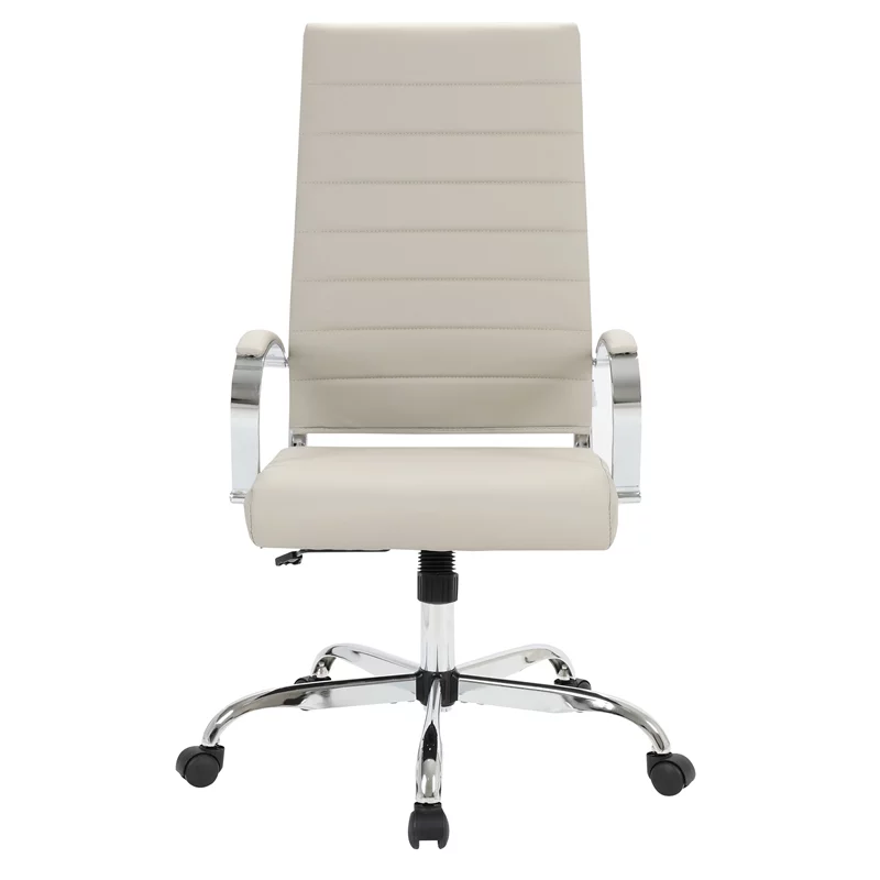 Scranton & Co High-Back Mid-Century Modern Leather Office Chair in Tan