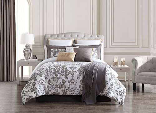 Riverbrook Home 100% Polyester Comforter Set, Queen, Hillcrest - Ivory/Gold, 9 Piece Set