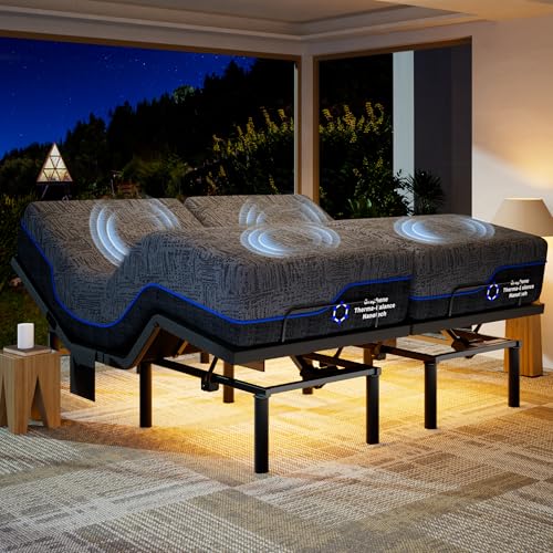 Marsail NS0 Adjustable Base with Mattress Set, Queen Adjustable Bed Frame + 10-inch Cooling Gel Memory Foam Mattress