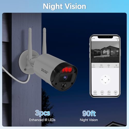 【90ft Super Night Vision】 5MP Outdoor Wireless Security Camera System, Wireless Cameras for Home Security, Home Video Security Cameras
