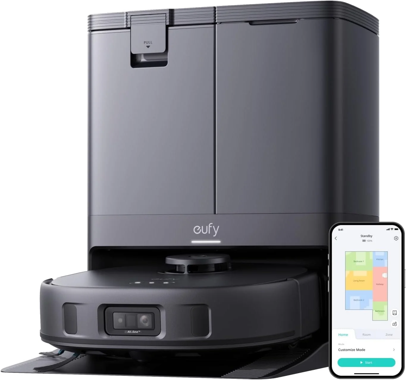 eufy X10 Pro Omni Robot Vacuum and Mop with 8,000 Pa Suction, Dual Mops with 12 mm Auto-Lift and Carpet Detection, AI Obstacle Avoidance