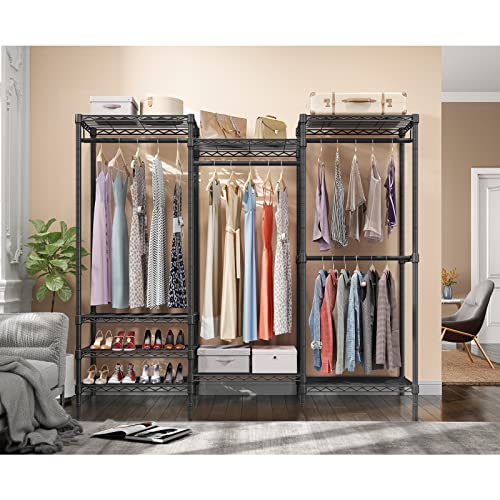 VIPEK V5 Portable Closet Wardrobe Heavy Duty Clothes Rack, Freestanding Clothing Rack with 4 Hang Rods & 8 Shelves, Adjustable Closet Racks