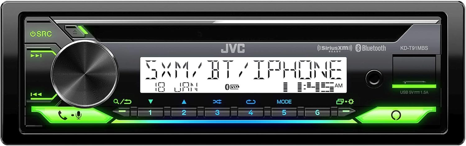 JVC KD-T91MBS Marine Stereo w/CD, BT, USB, Amazon Alexa + SXV300 SirusXM Satellite Radio Tuner