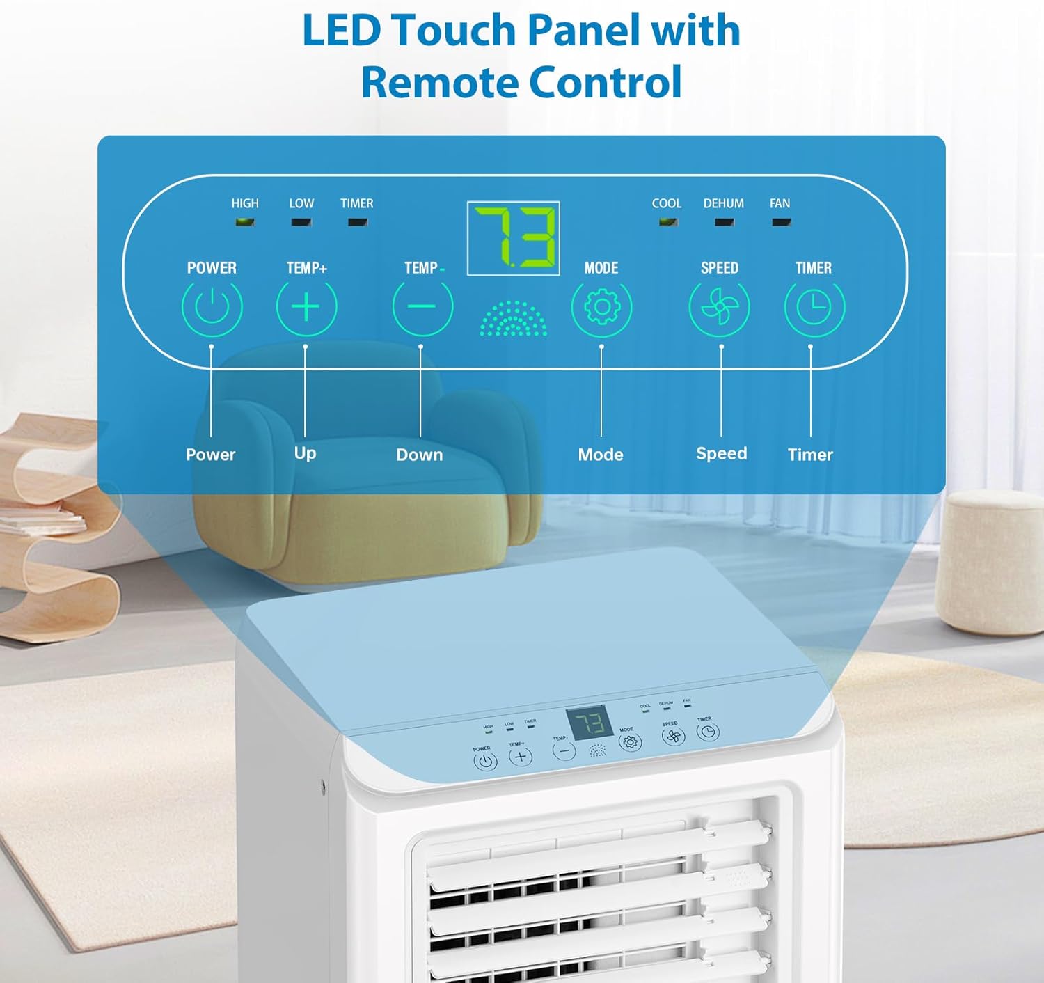 Ostar 10000 btu Air Conditioner Portable Up to 450 Sq, Stand up Air Conditioner with 3-in-1 Mode and LED Display