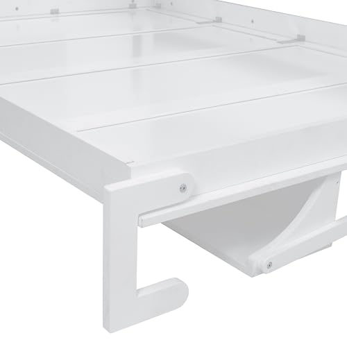 SOFTSEA Queen Size Murphy Bed with Desk, Horizontal Murphy Bed with Storage Wardrobe Drawers and Shelves, Hidden Wall Bedframe for Guest Room