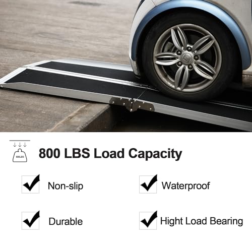 Portable Wheelchair Ramp 3FT, 80 Mesh Non-Slip Gravel, Aluminum Collapsible Threshold Ramp,Step Ramp