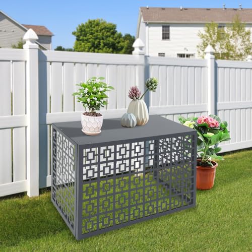 Ageanbri Aluminum Alloy Air Conditioner Freestanding Louvered Space Divider Air Conditioner Fence Outdoor Metal Privacy Fence Cover for Different